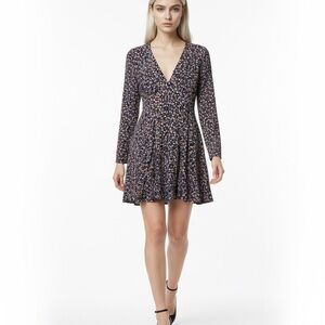 Zara Floral Print Ruched Gathered Detail Puff Sleeves Mini Dress